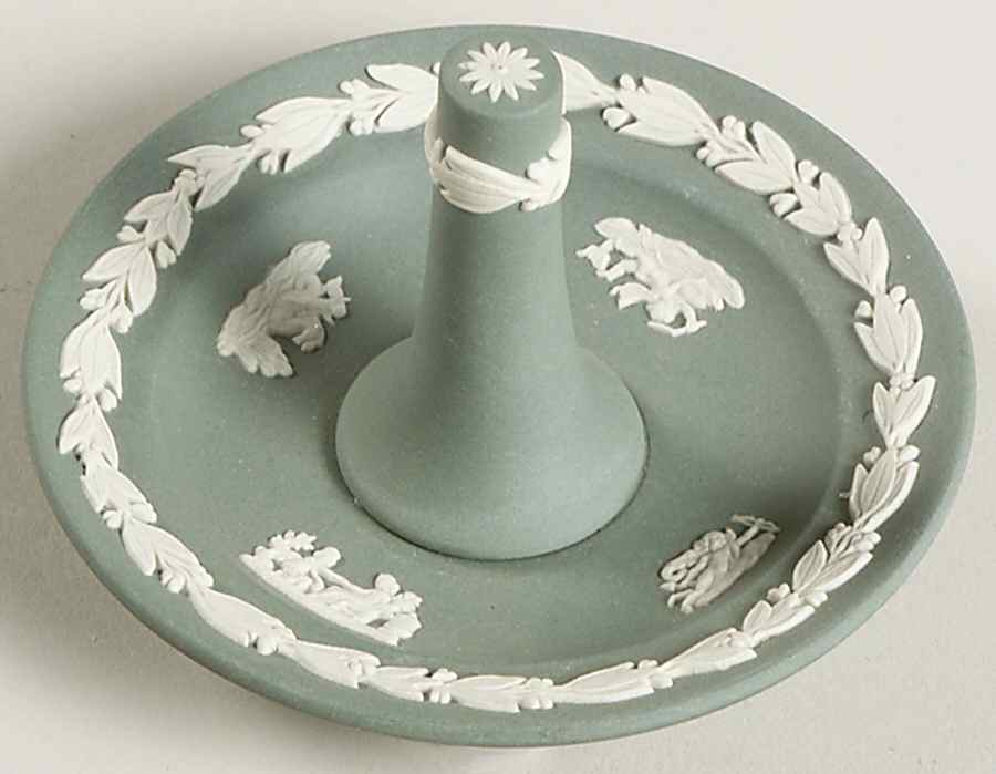 Cream Color on Teal Jasperware Ring Holder by Wedgwood-1