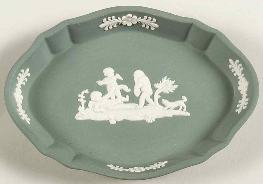 Cream Color on Teal Jasperware Silver Tray by Wedgwood-1