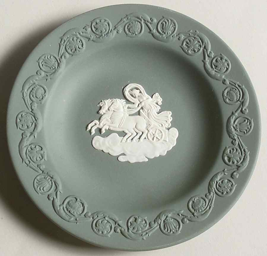 Cream Color on Teal Jasperware Patrician Tray by Wedgwood-1