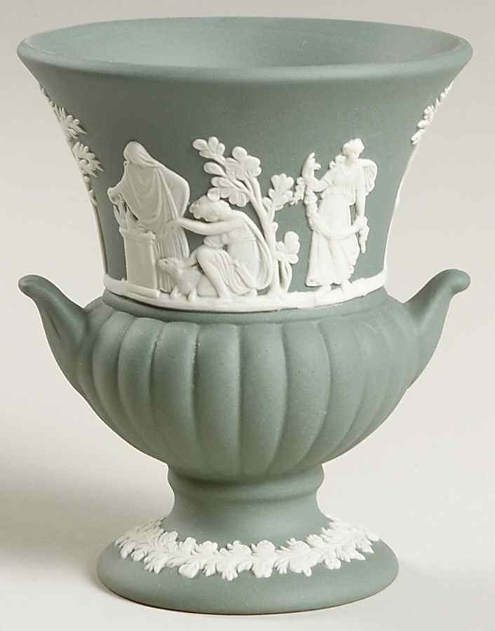 Cream Color on Teal Jasperware Mini Bud Vase by Wedgwood-1