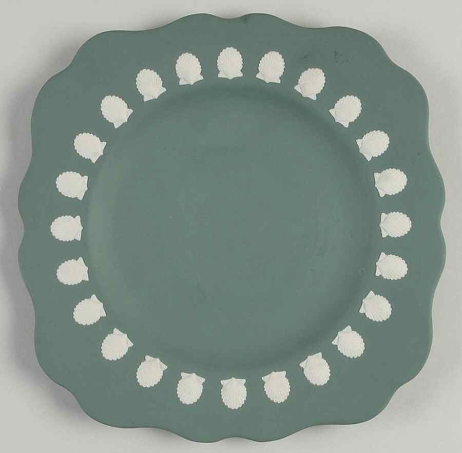 Cream Color on Teal Jasperware Square Salad Plate by Wedgwood-1