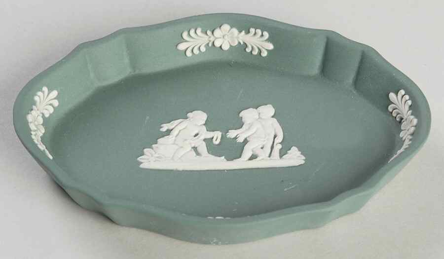 Cream Color on Teal Jasperware Silver Tray by Wedgwood-1