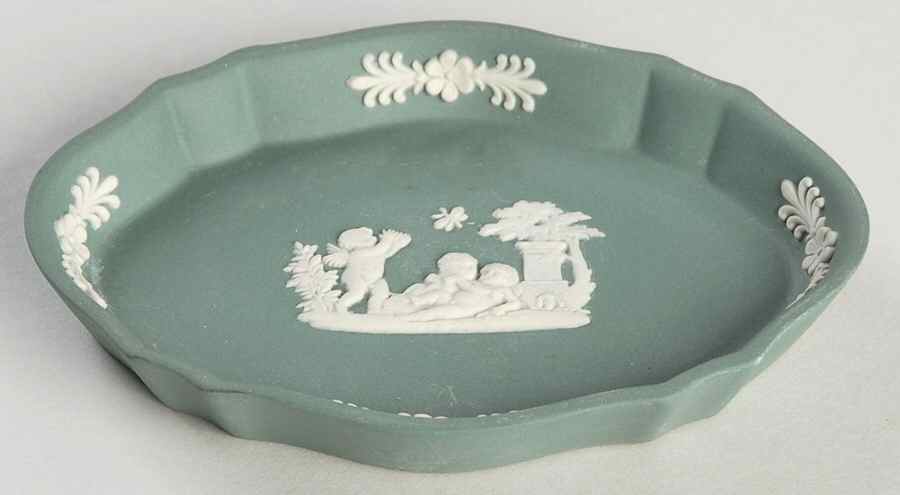 Cream Color on Teal Jasperware Silver Tray by Wedgwood-1