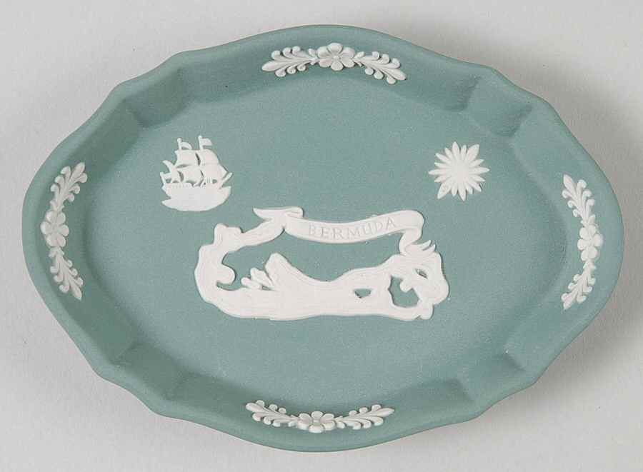 Cream Color on Teal Jasperware Silver Tray by Wedgwood-1