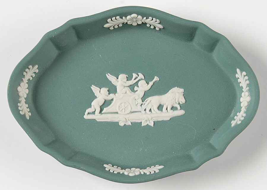 Cream Color on Teal Jasperware Silver Tray by Wedgwood-1