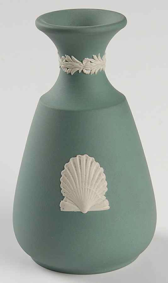 Cream Color on Teal Jasperware 4" Bud Vase by Wedgwood-1