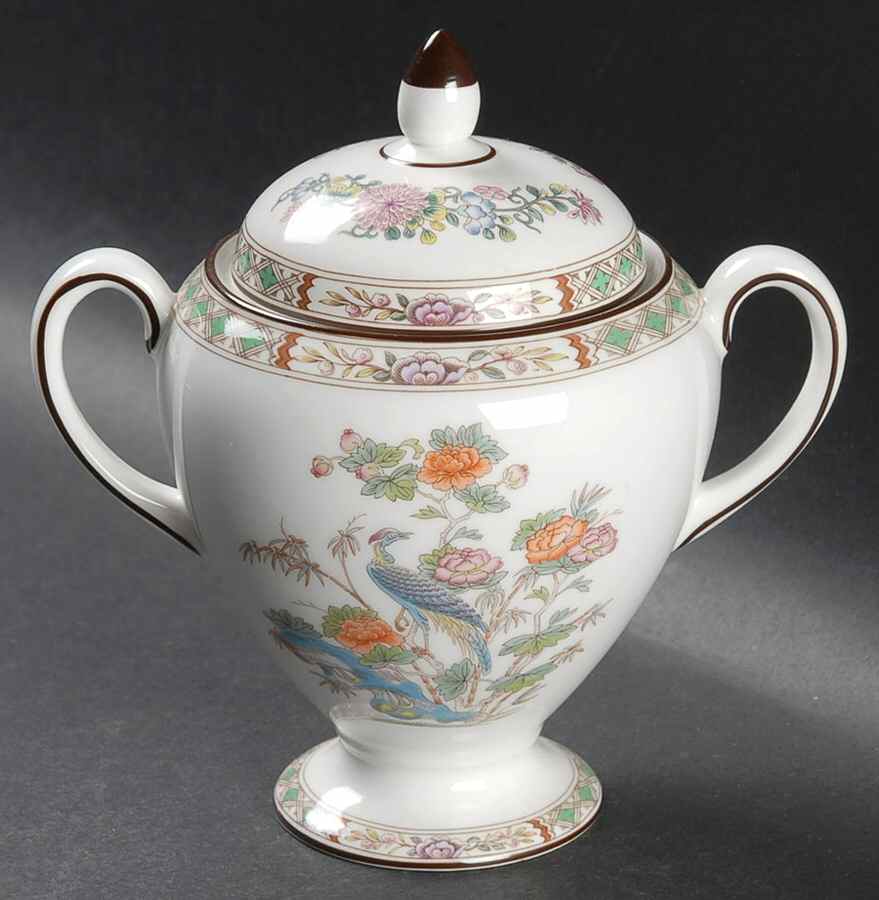 Kutani Crane Globe Shape Sugar Bowl & Lid by Wedgwood-1