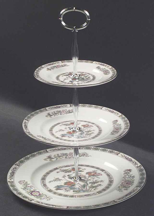 Kutani Crane 13 7/8"-14 1/4" 3-Tiered Serving Tray(DP,SP,BB) HC by Wedgwood-1