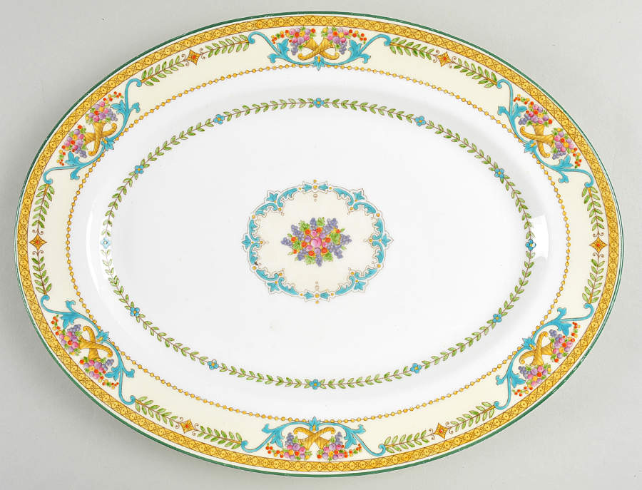 Kynance (Center and Laurel Band) 13" Oval Serving Platter by Wedgwood-1