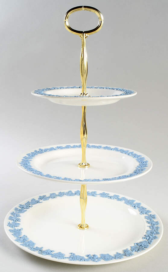 Lavender on Cream Color (Plain) 13 7/8"-14 1/4" 3-Tiered Serving Tray(DP,SP,BB) HC by Wedgwood-1