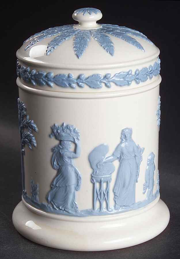 Lavender on Cream Color (Plain) Cigarette Jar & Lid by Wedgwood-1