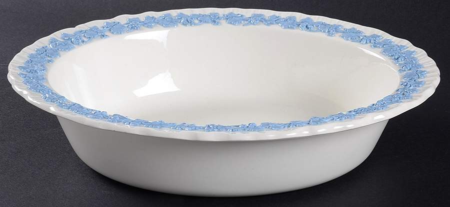 Lavender on Cream Color (Shell Edge) 10" Oval Vegetable Bowl by Wedgwood-1