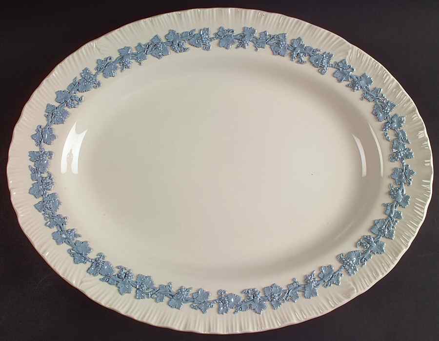 Lavender on Cream Color (Shell Edge) 15" Oval Serving Platter by Wedgwood-1