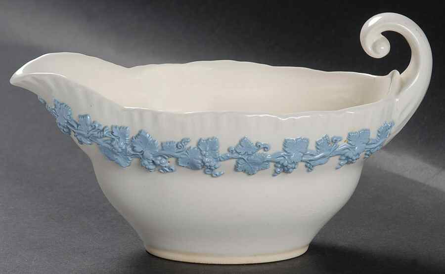 Lavender on Cream Color (Shell Edge) Gravy Boat by Wedgwood-1