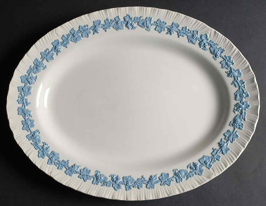 Lavender on Cream Color (Shell Edge) 16" Oval Serving Platter by Wedgwood-1