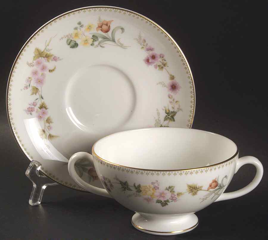 Mirabelle Footed Cream Soup Bowl & Saucer Set by Wedgwood-1