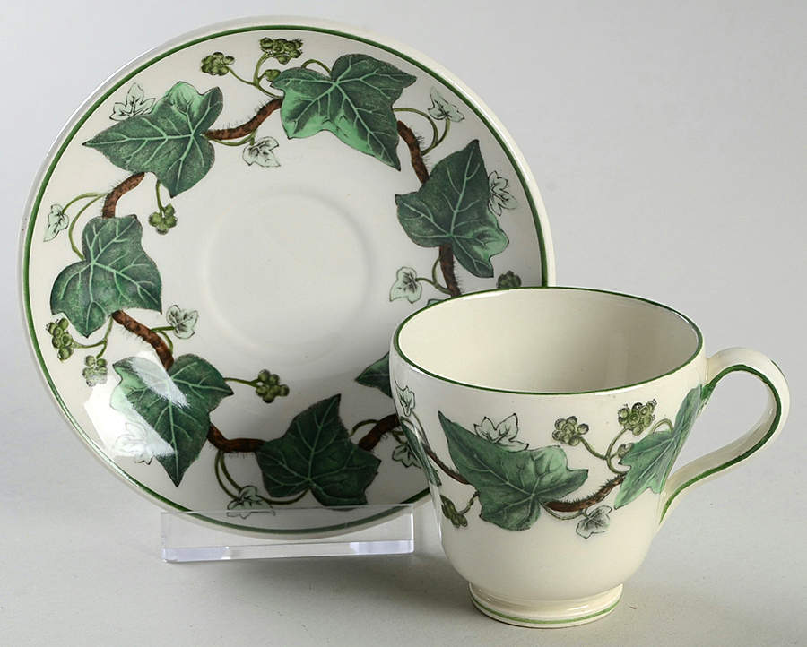 Napoleon Ivy Green (Queen's Ware) Footed Demitasse Cup & Saucer Set by Wedgwood-1