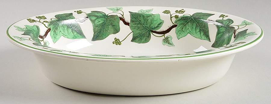 Napoleon Ivy Green (Queen's Ware) 10" Oval Vegetable Bowl by Wedgwood-1