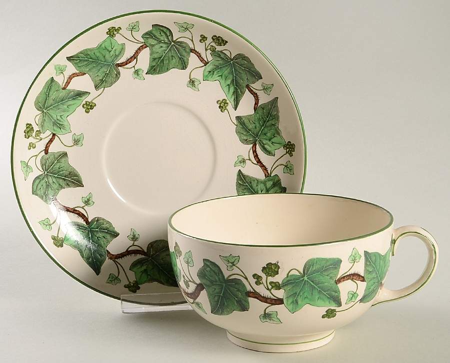 Napoleon Ivy Green (Queen's Ware) Oversized Cup & Saucer Set by Wedgwood-1