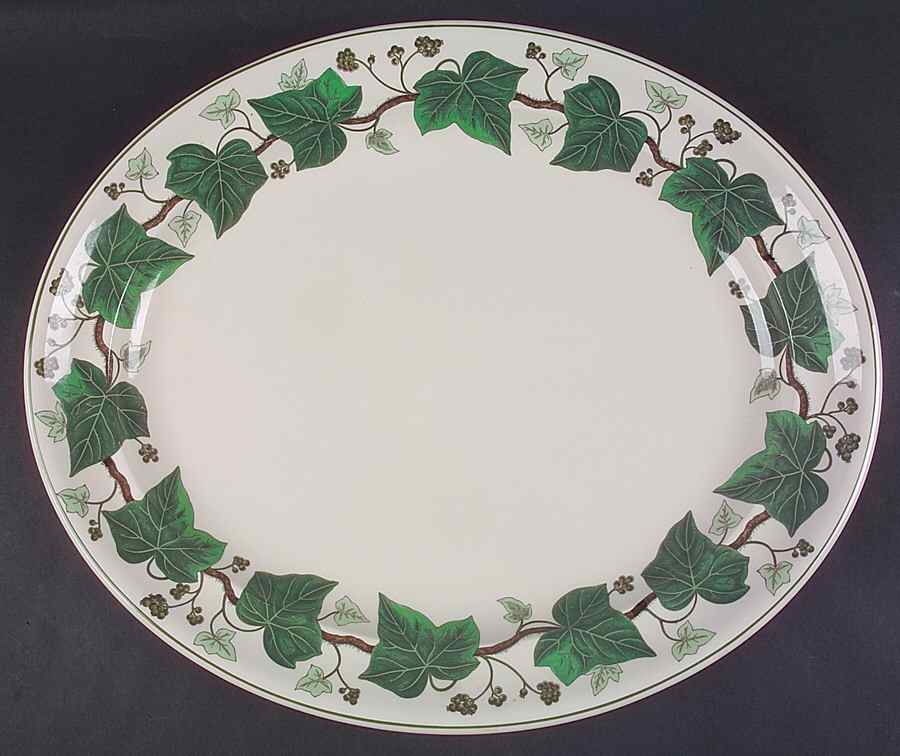 Napoleon Ivy Green (Queen's Ware) 16" Oval Serving Platter by Wedgwood-1