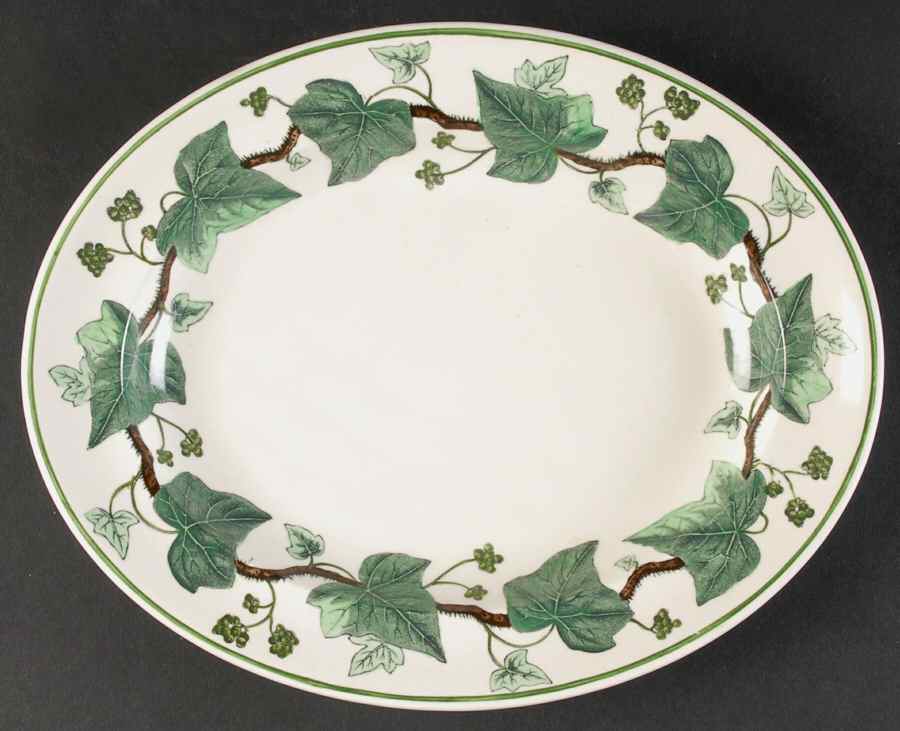 Napoleon Ivy Green (Queen's Ware) 10" Oval Serving Platter by Wedgwood-1