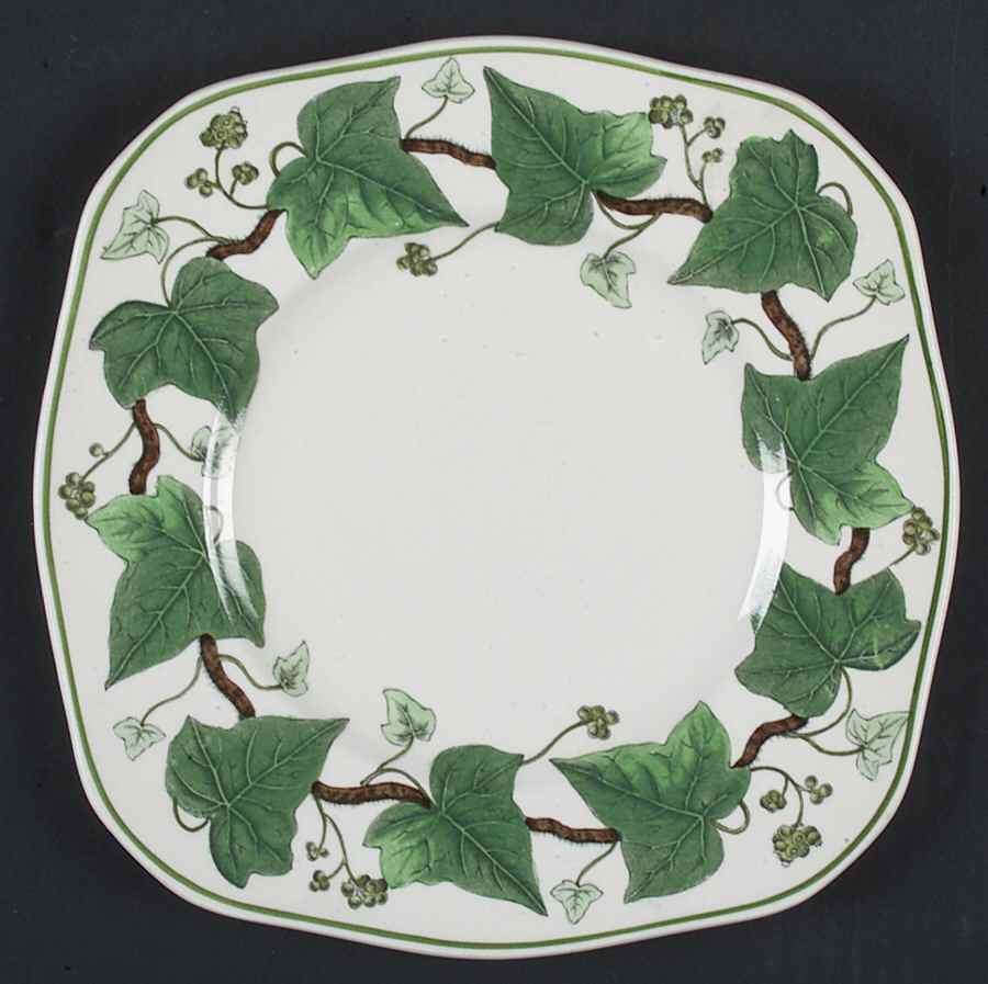 Napoleon Ivy Green (Queen's Ware) Square Luncheon Plate by Wedgwood-1