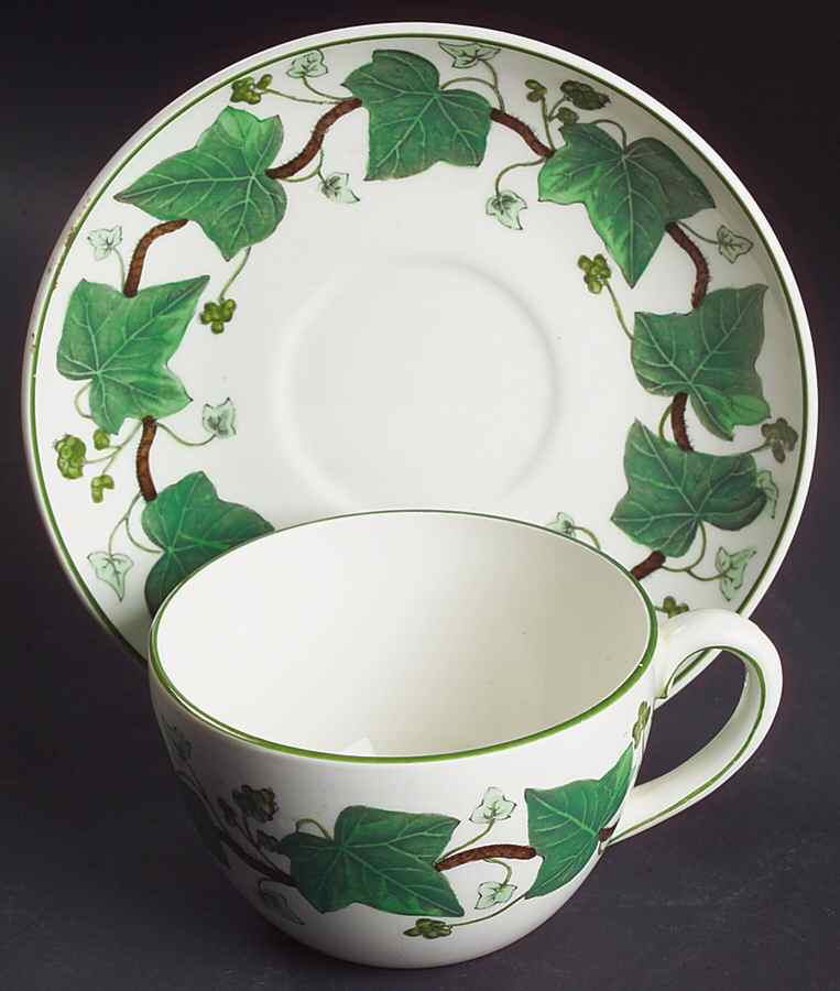 Napoleon Ivy Green (Queen's Ware) Oversized Cup & Saucer Set by Wedgwood-1