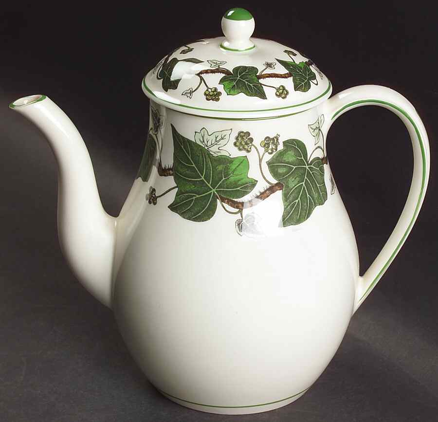 Napoleon Ivy Green (Queen's Ware) Coffee Pot & Lid by Wedgwood-1