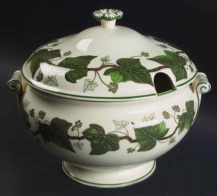 Napoleon Ivy Green (Queen's Ware) Tureen &  Lid by Wedgwood-1