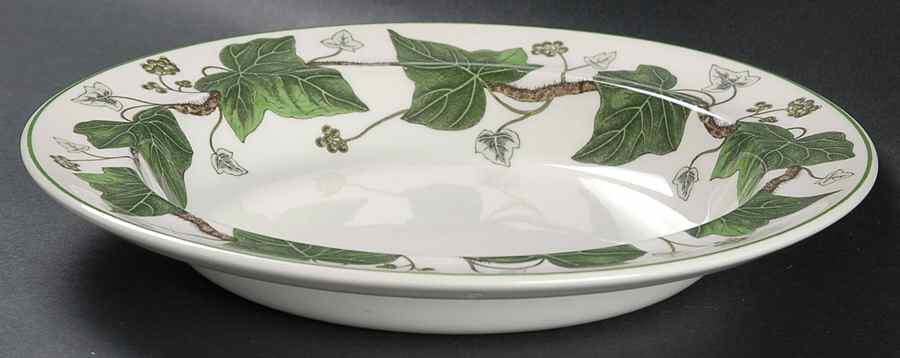 Napoleon Ivy Green (Queen's Ware) Large Rim Soup Bowl by Wedgwood-1