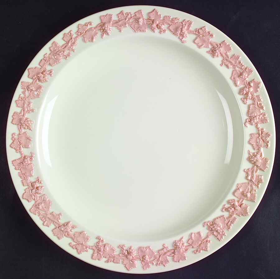 Pink On Cream Color (Plain edge) Dinner Plate by Wedgwood-1