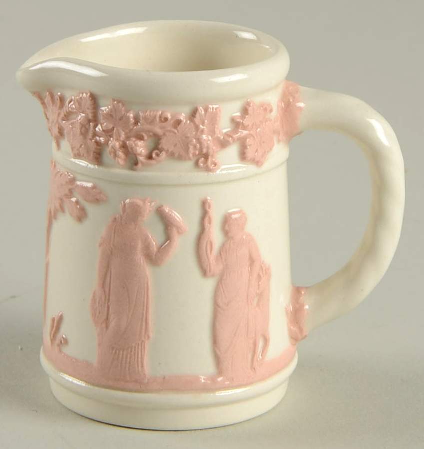 Pink On Cream Color (Plain edge) Toy Pitcher by Wedgwood-1