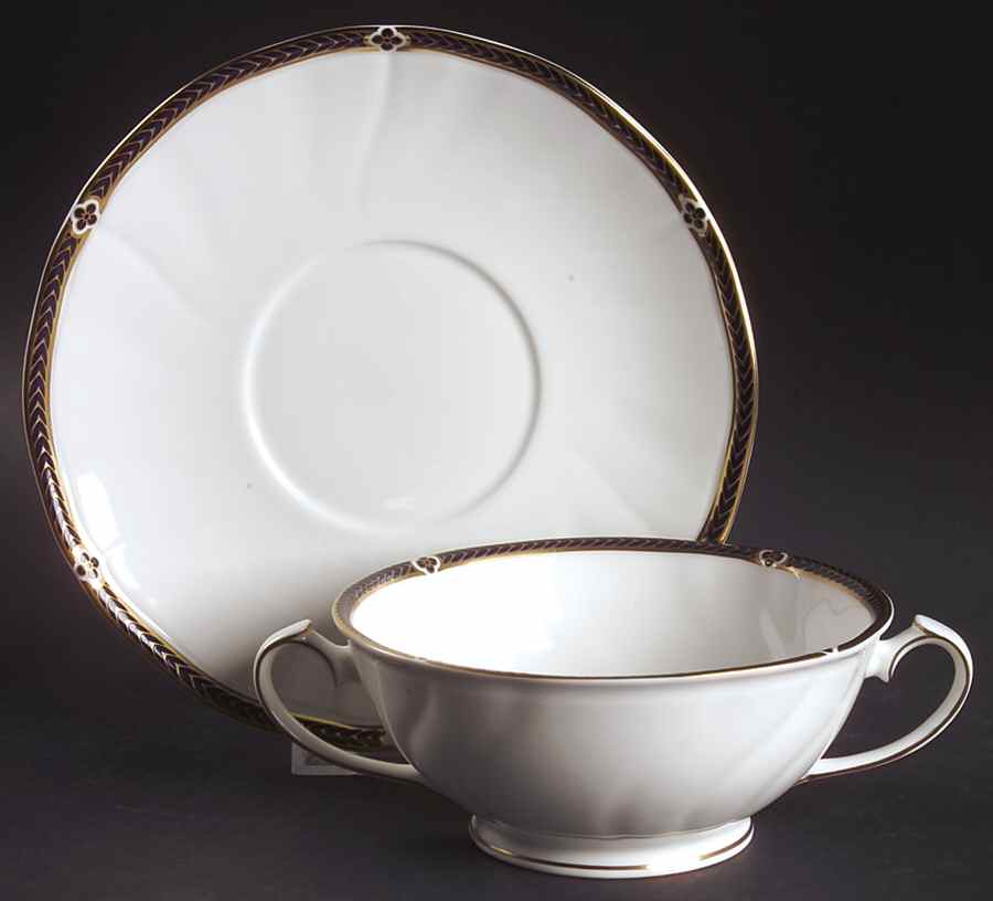 Royal Lapis Footed Cream Soup Bowl & Saucer Set by Wedgwood-1