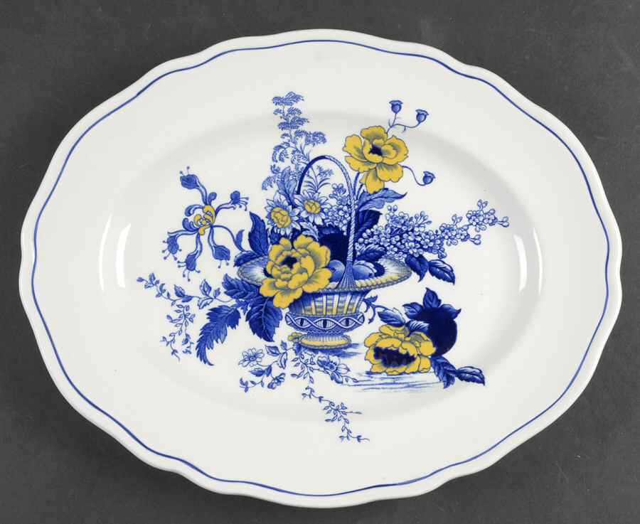 Surrey Blue & Yellow 12" Oval Serving Platter by Wedgwood-1