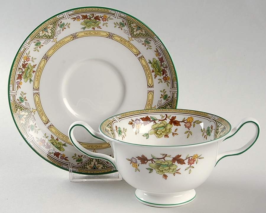 Tamarisk Footed Cream Soup Bowl & Saucer Set by Wedgwood-1