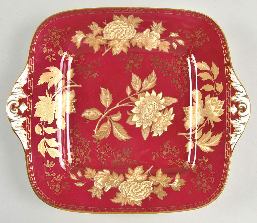 Tonquin Ruby Square Handled Cake Plate by Wedgwood-1