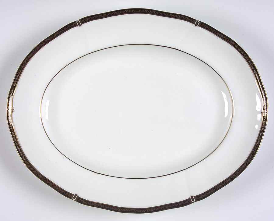 Windsor Black 13" Oval Serving Platter by Wedgwood-1