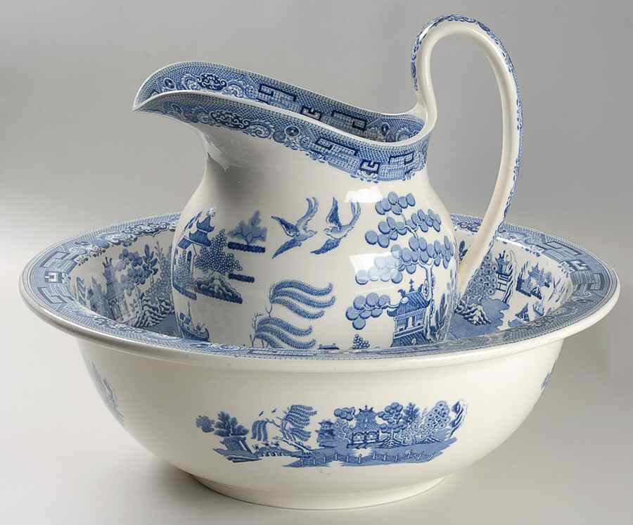 Willow Blue (Older, Smooth) 120 Oz Pitcher & Bowl Set by Wedgwood-1