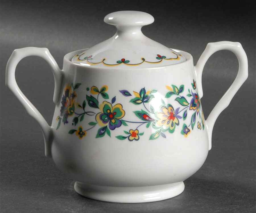 Wild Flowers Sugar Bowl & Lid by Wyndham-1