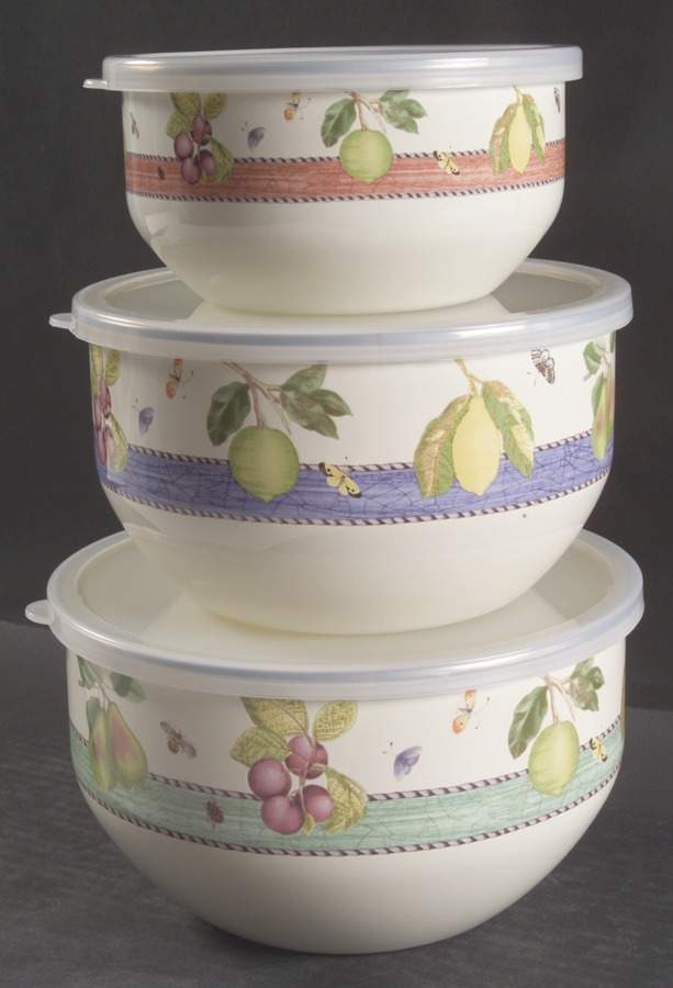 Sarah's Garden 3 Pc Metal Bowl & Plastic Lid (5 3/4", 7", 7 3/4") by Wedgwood-1