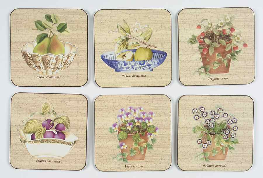 Sarah's Garden Square Corkback Coaster - Set of 6 Motifs by Wedgwood-1
