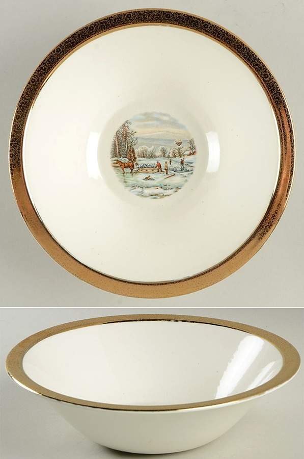 Currier & Ives 8" Round Vegetable Bowl by Wint-O-Gold-1