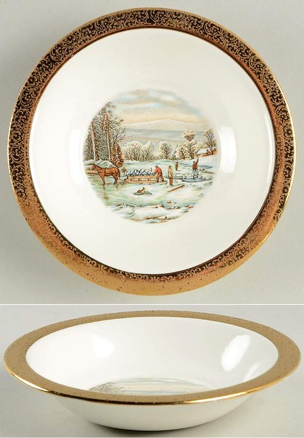 Currier & Ives Oatmeal Bowl by Wint-O-Gold-1