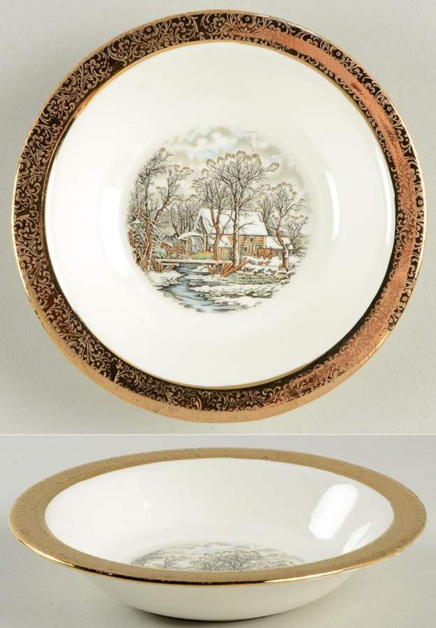 Currier & Ives Fruit/Dessert (Sauce) Bowl by Wint-O-Gold-1