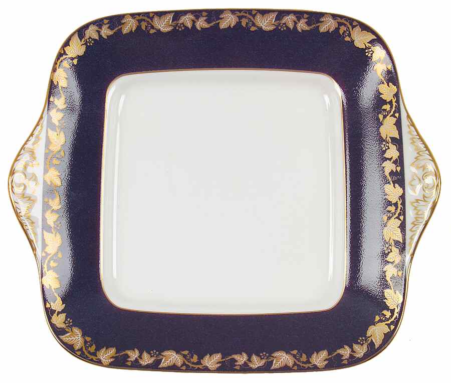 Whitehall 2000 (Powder Dark Blue Rim) Square Handled Cake Plate by Wedgwood-1