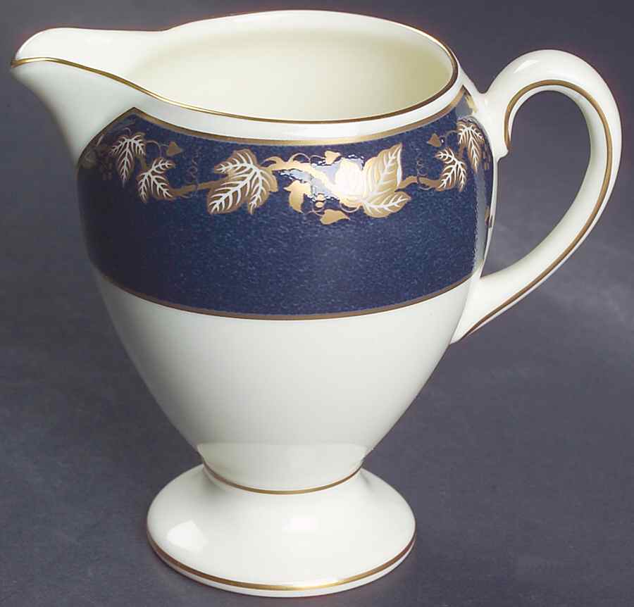 Whitehall 2000 (Powder Dark Blue Rim) Globe Shape Creamer by Wedgwood-1