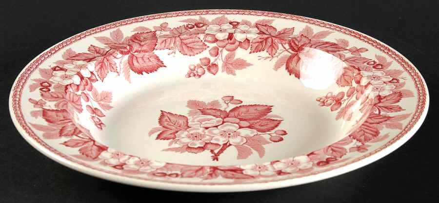 Bramble (Pink, Center Decal) Rim Soup Bowl by Wedgwood-1