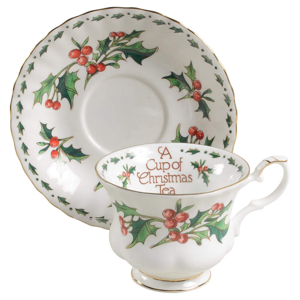A Cup of Christmas Tea Footed Cup & Saucer Set by Waldman House-1