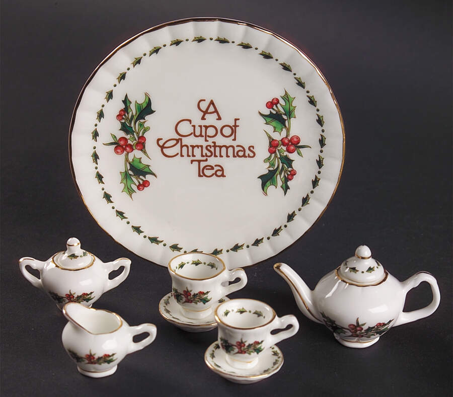 A Cup of Christmas Tea (10 Piece) Miniature Tea Set by Waldman House-1