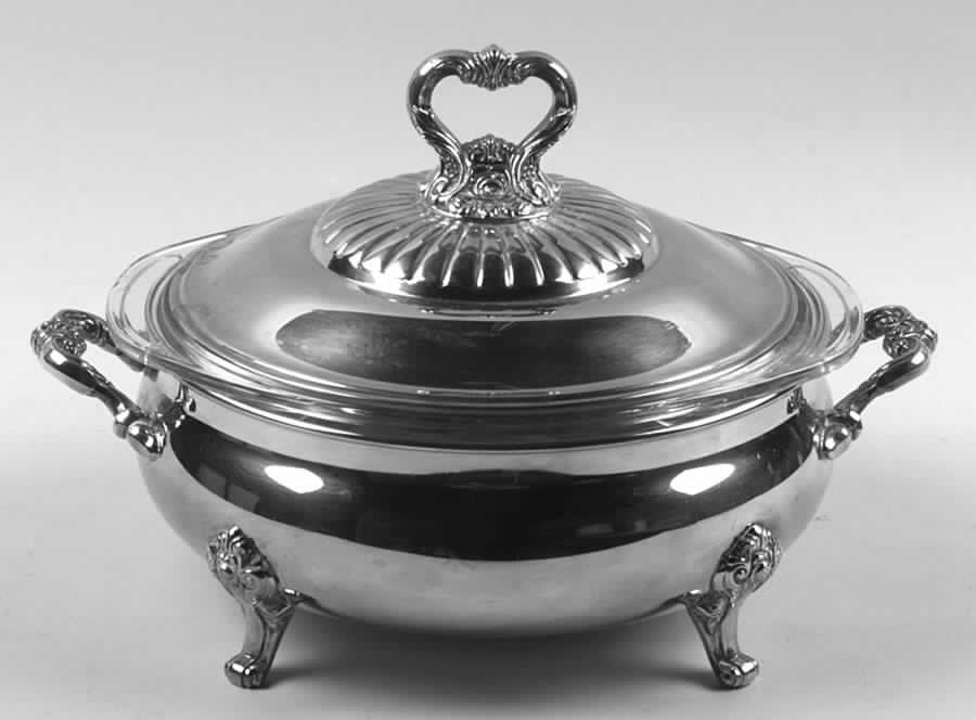 Royal Rose (Silverplate, Hollowware) Plated Round Covered Casserole with Glass by Wallace Silver-1